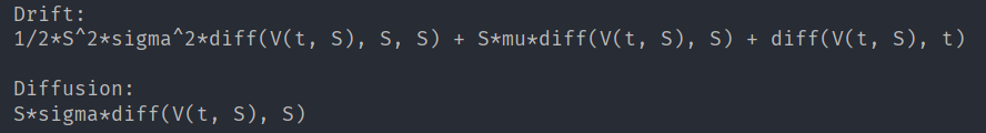 Mathematical expressions for drift and diffusion processes.